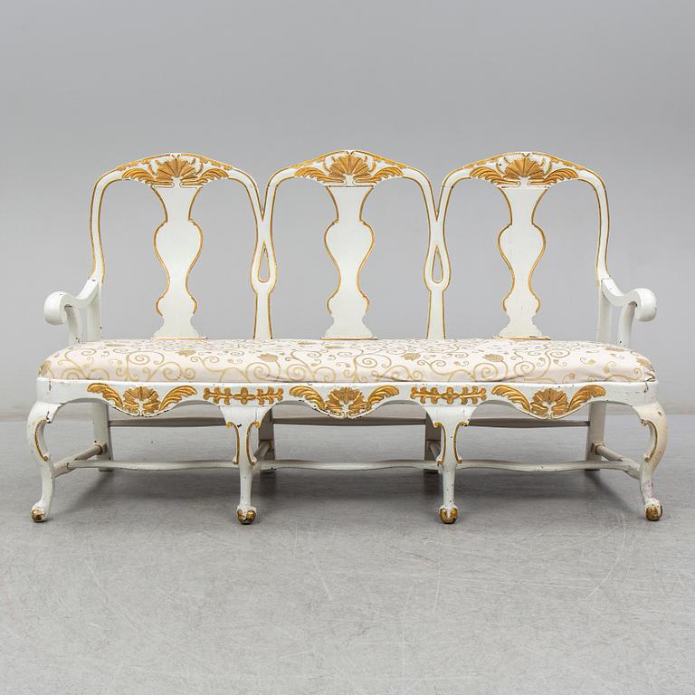 A painted Rococo sofa from Lindome, second half of the 18th Century.