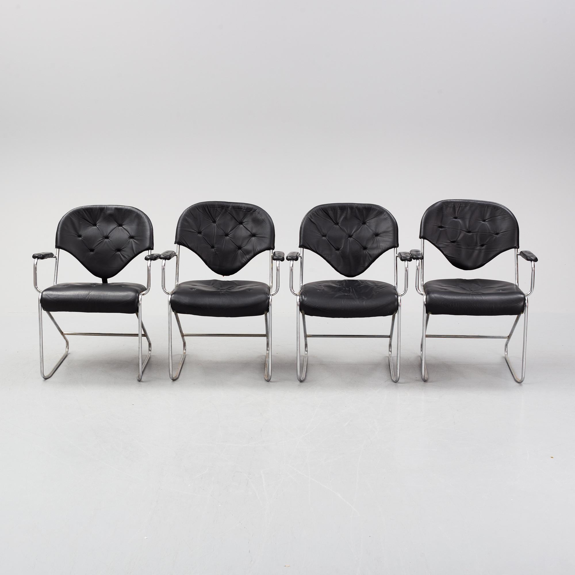 Four 'Sam' armchairs by Sam Larsson for Dux. Late 20th Century.