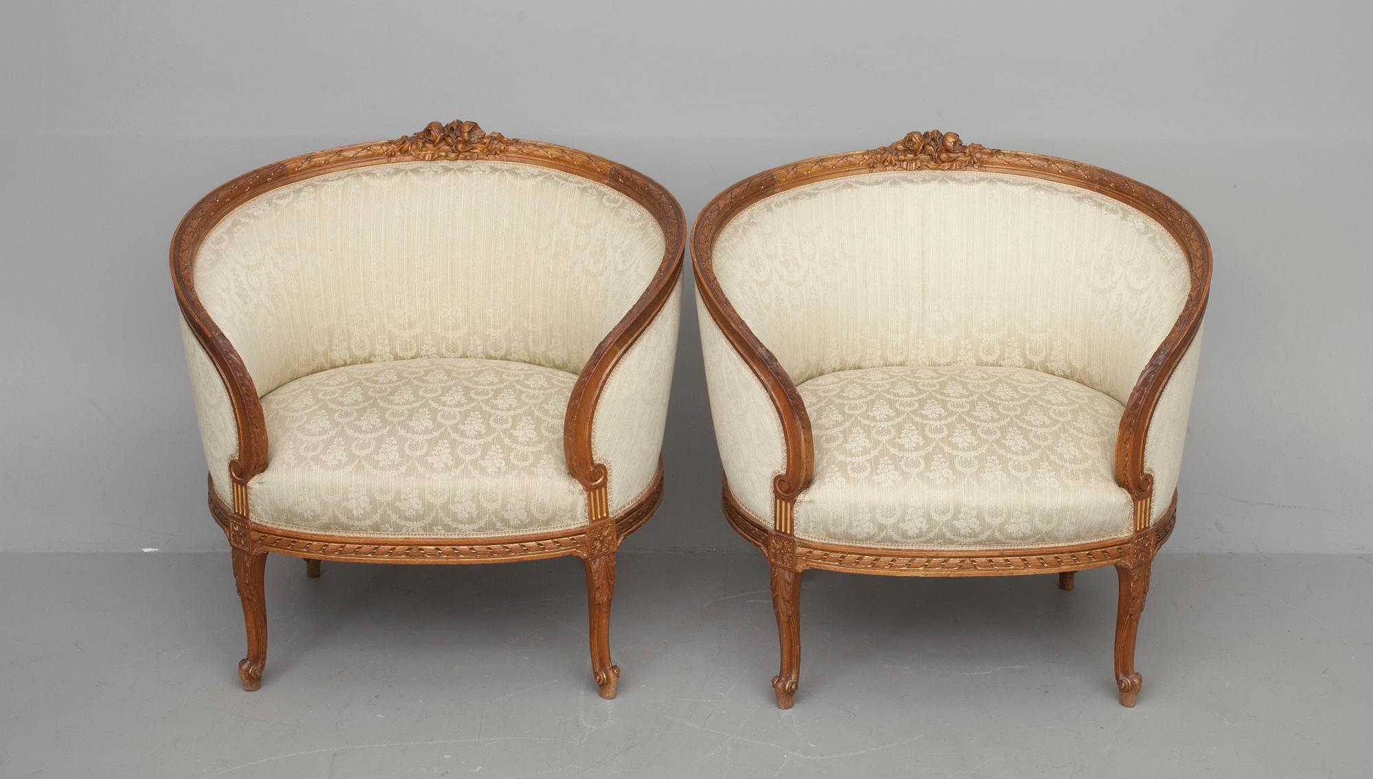 MÖBLEMANG, 8 delar, Louis XVI-stil, Frankrike 1900-talets början.