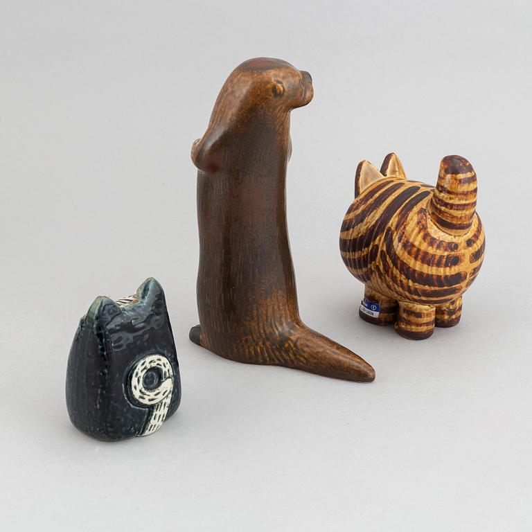 Lisa Larson, three stoneware figurines for Gustavsberg.