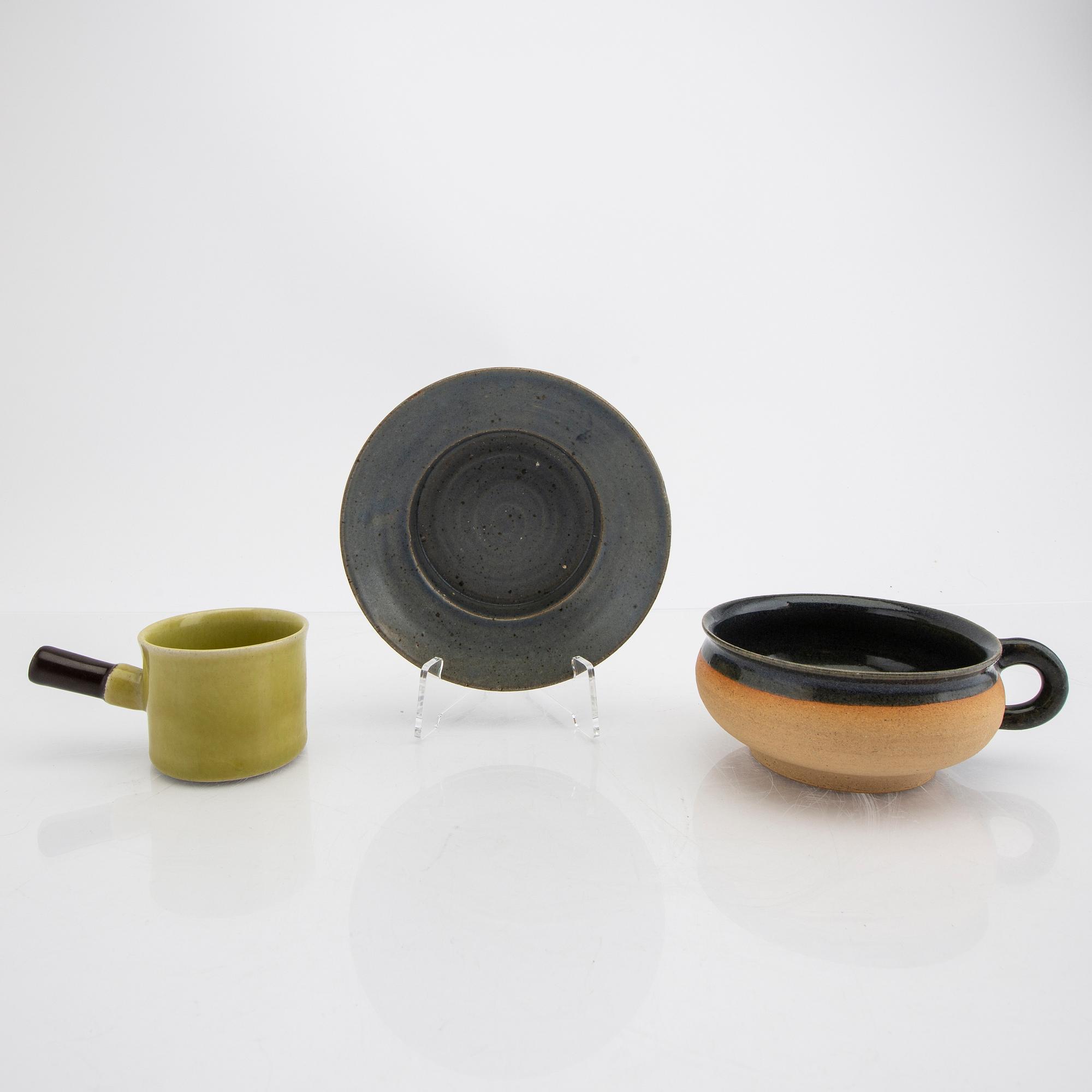 Signe Persson-Melin, skålar fat mm 6 dlr stengods.