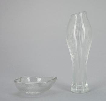 VAS samt FAT, glas, sign. -55 resp. 56,  Tapio Wirkkala, Iittala.