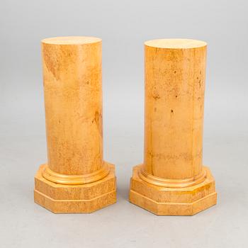 A PAIR OF PIEDESTALS FROM THE NIKOLAEVSKY PALACE IN ST:PETERSBURG, Russia ca 1900, Carelian birch.