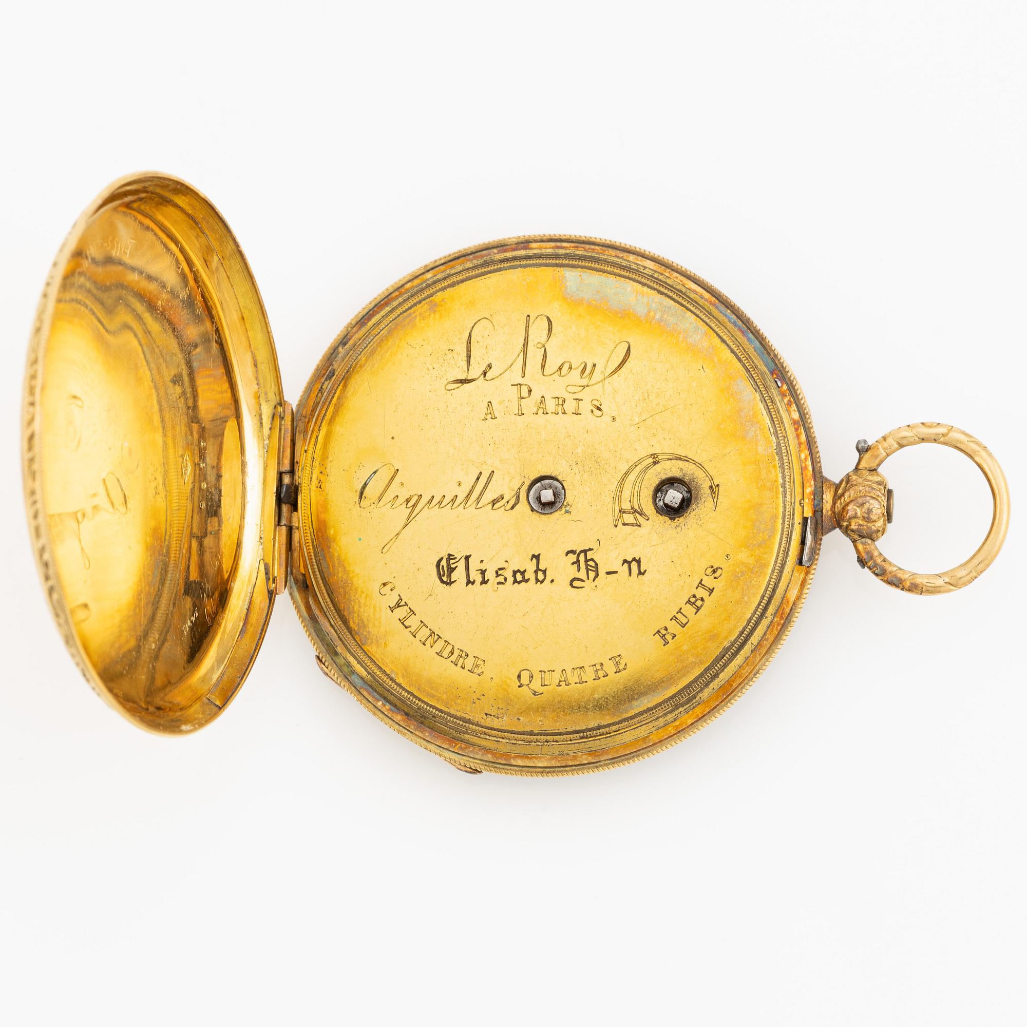 Pocket watch, 18K gold, 47 mm.