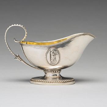 195. A Swedish 18th century parcel-gilt silver sauce-jug, mark of Johan Ekholm, Stockholm 1788.