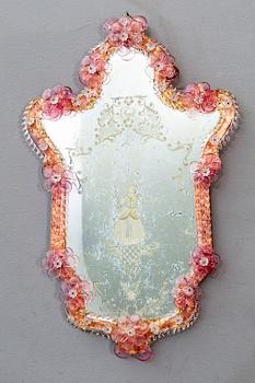 A pair of mid 20th century mirrors  from Murano, Venice Italy.
