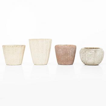 Syco Keramik, eight flower pots, Sweden, mid20th century.