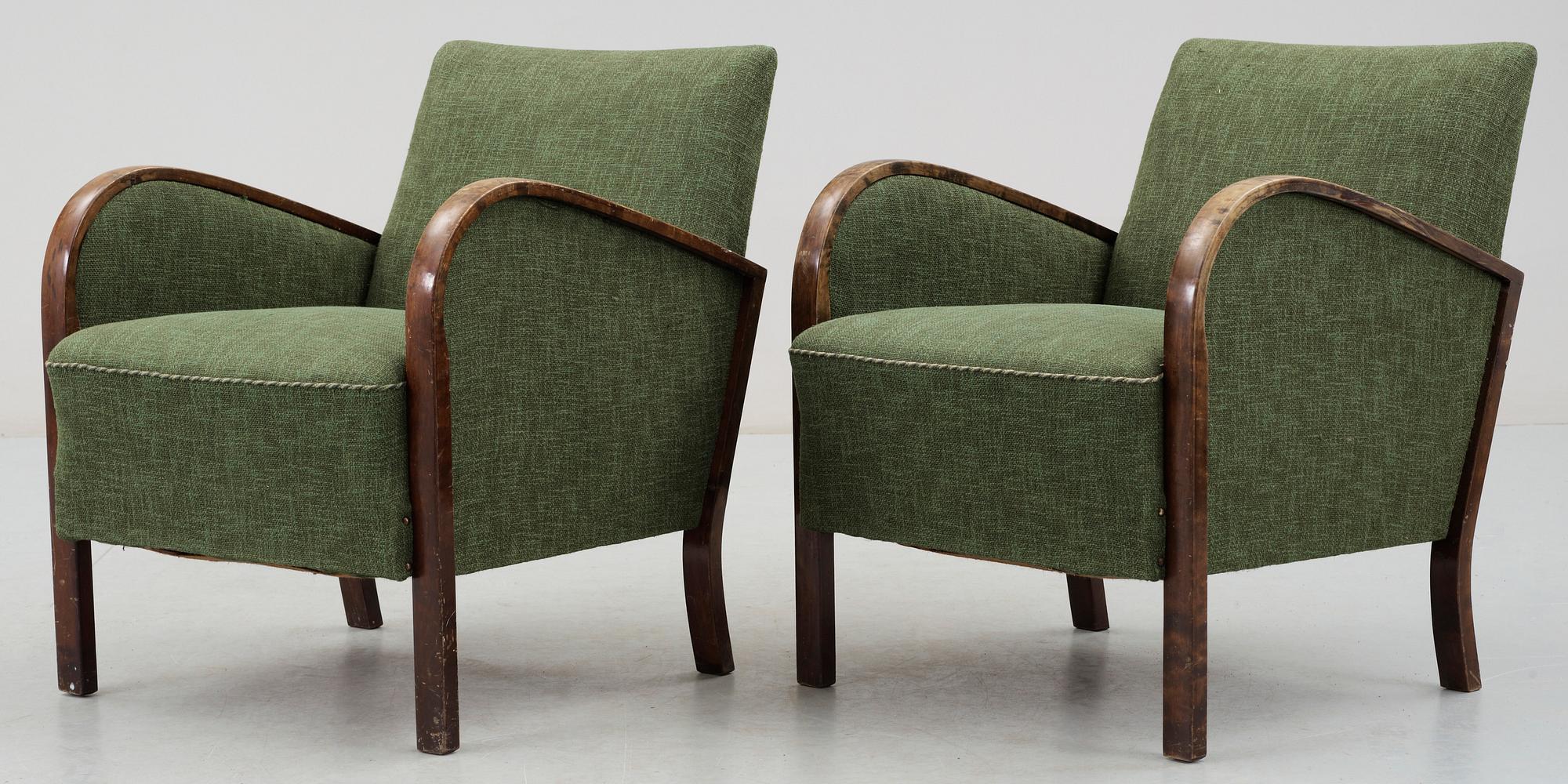 FÅTÖLJER, ett par, Art deco, 1900-talets första hälft.