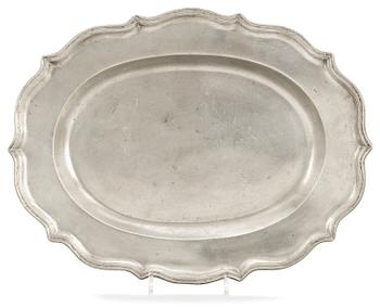 A Rococo pewter dish by J.G. Ryman, Stockholm 1785.