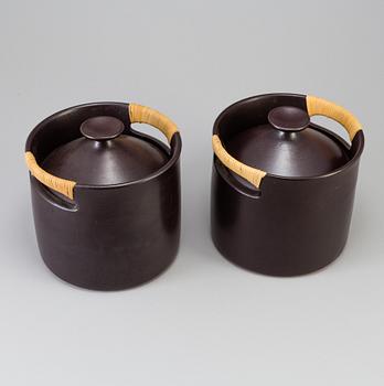 a pair of stoneware cooking pots "Terma" designed by Stig Lindberg for Gustavsberg, 1960s.