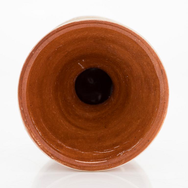 Marita Lybeck, candlestick, red clay, signed ML.