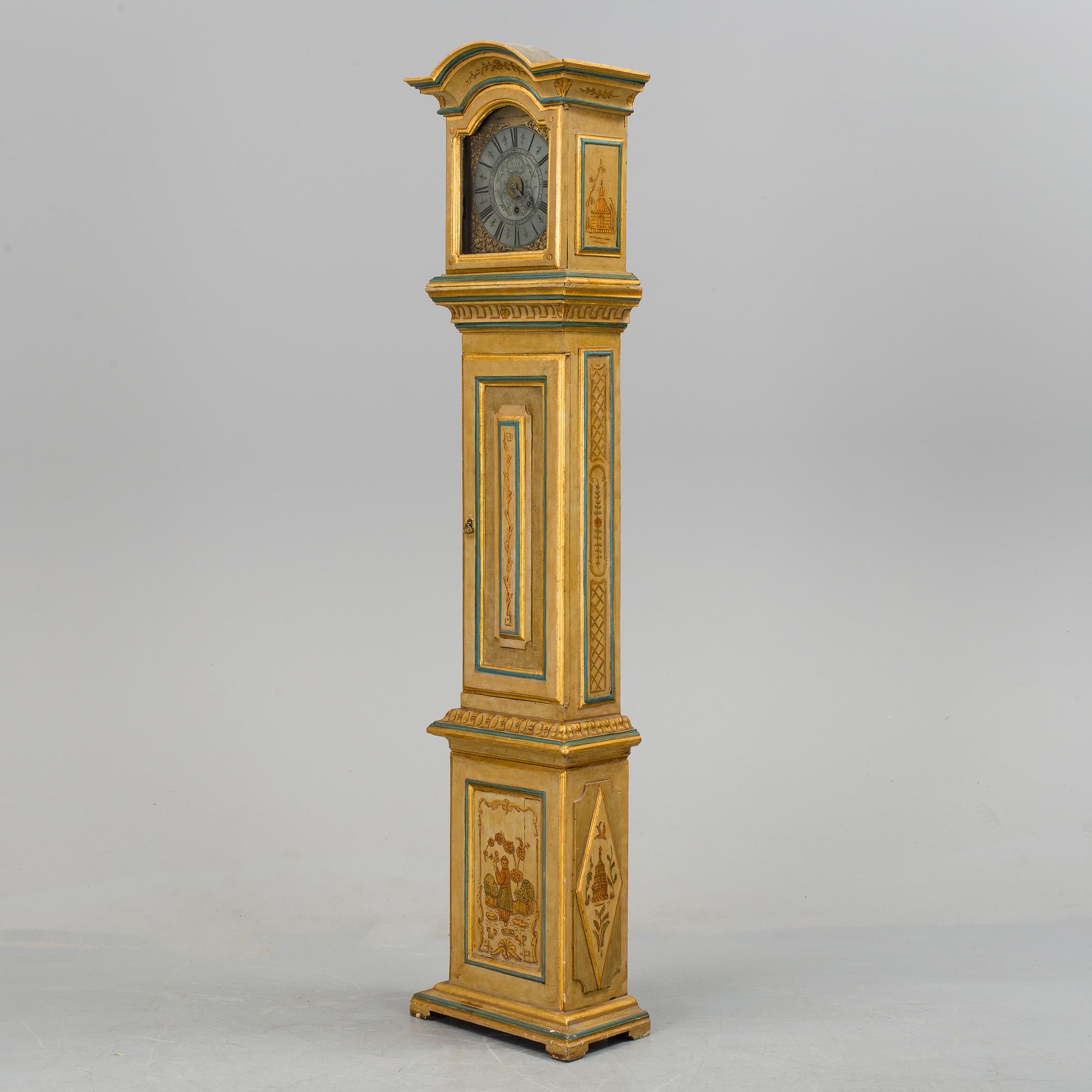 A long case clock, Peter Lindman Arboga Sweden, 18th century.