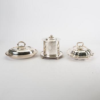 A set of three different epns serving dishes England 20th century.