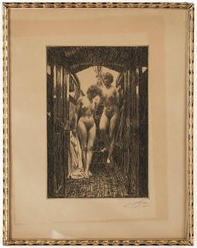 Anders Zorn · ANDERS ZORN, etsning, 1917, signerad.