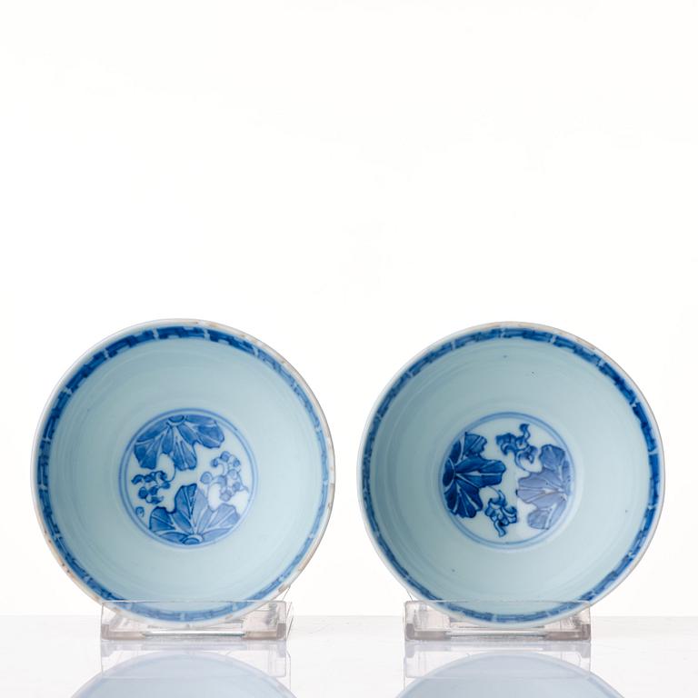 A set of four blue and white bowls, Qing dynasty, 18th Century with Yongzhengs mark.