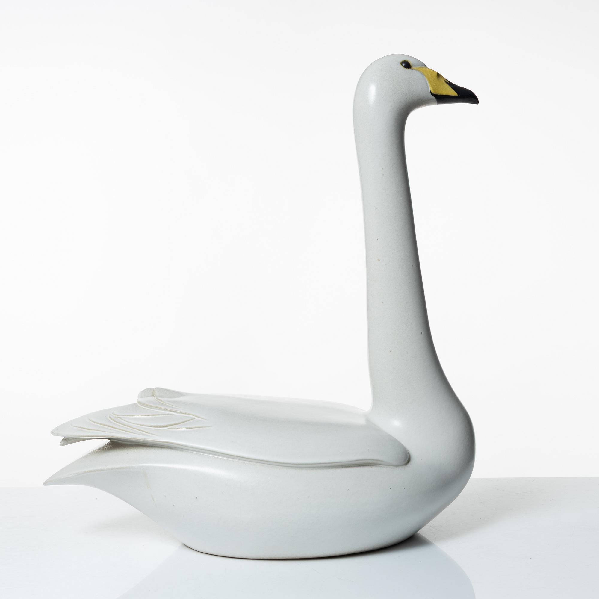 Paul Hoff, a stoneware sculpture of a swan, "Cyngus Cyngus", Gustavsbergs STudio, Sweden, 1986.