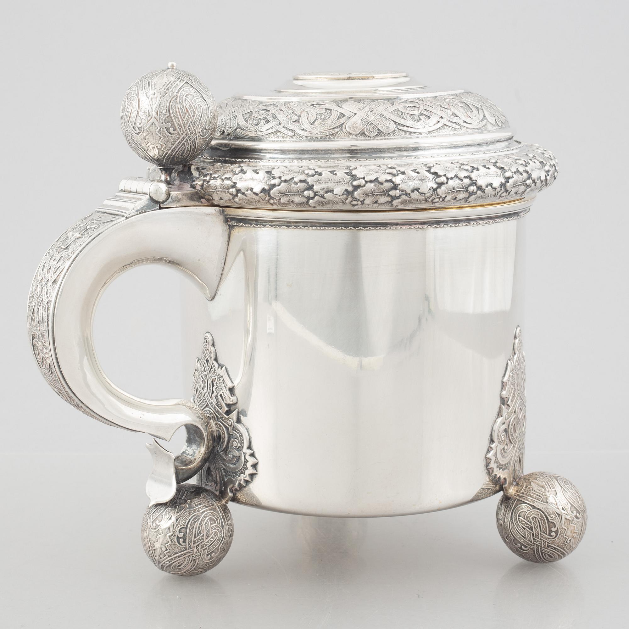 A Swedish 20th century silver tankard, mark of Gustaf Möllenborg - Carl Teodor Féron, Stockholm 1905.