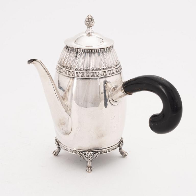 A Swedish Silver Empire Style small Coffee Pot, mark of Carl Neuendorff dy, Karlskrona 1889.