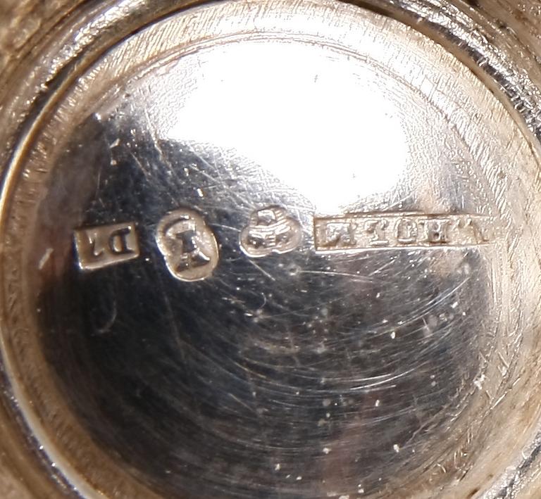PARTI PRISPOKALER, 7 delar, silver, bla K. Andersson, Stockholm, 1900-talets första hälft.