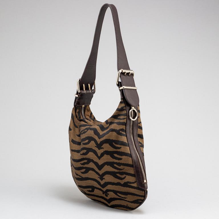 FENDI, Zebra-Printed Jacquard Oyster Bag.