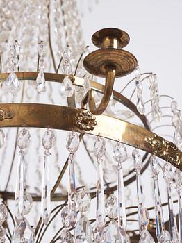 A pair of late Gustavian seven-light chandeliers, early 19th century.