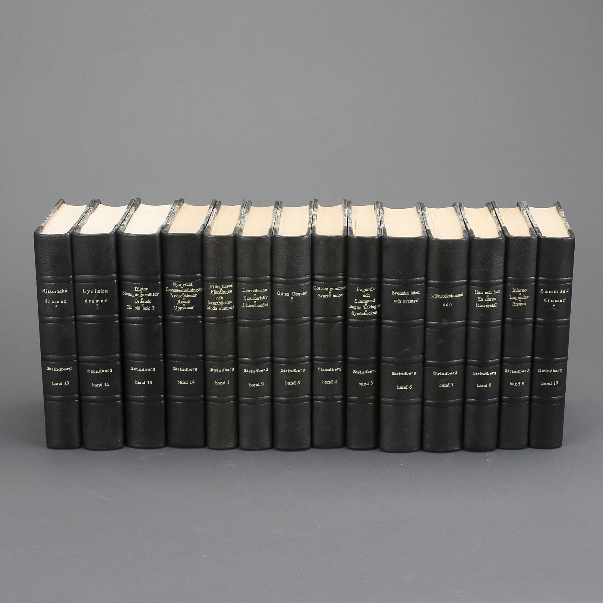 AUGUST STRINDBERG, 14 volymer, bla Inferno och En dåres försvarstal,  Stockholm bl a 1946.
