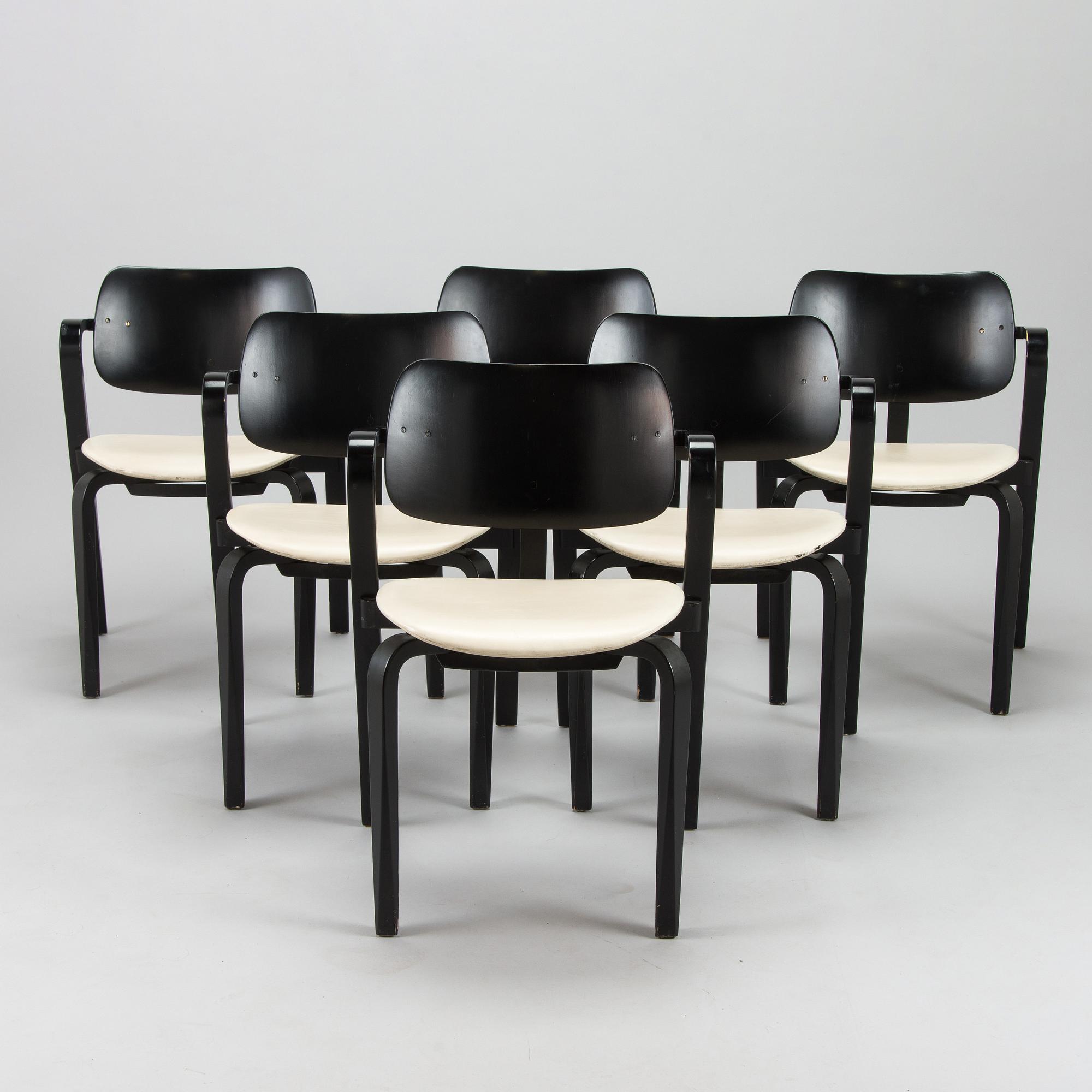 Ilmari Tapiovaara, a set of six 1960s 'Aslak' armchairs for Asko, Finland.