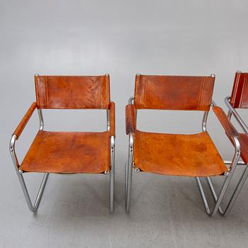 4 late 20th century Italian armchairs.