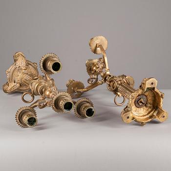 KANDELABRAR, ett par, mässing, 1800-tal.