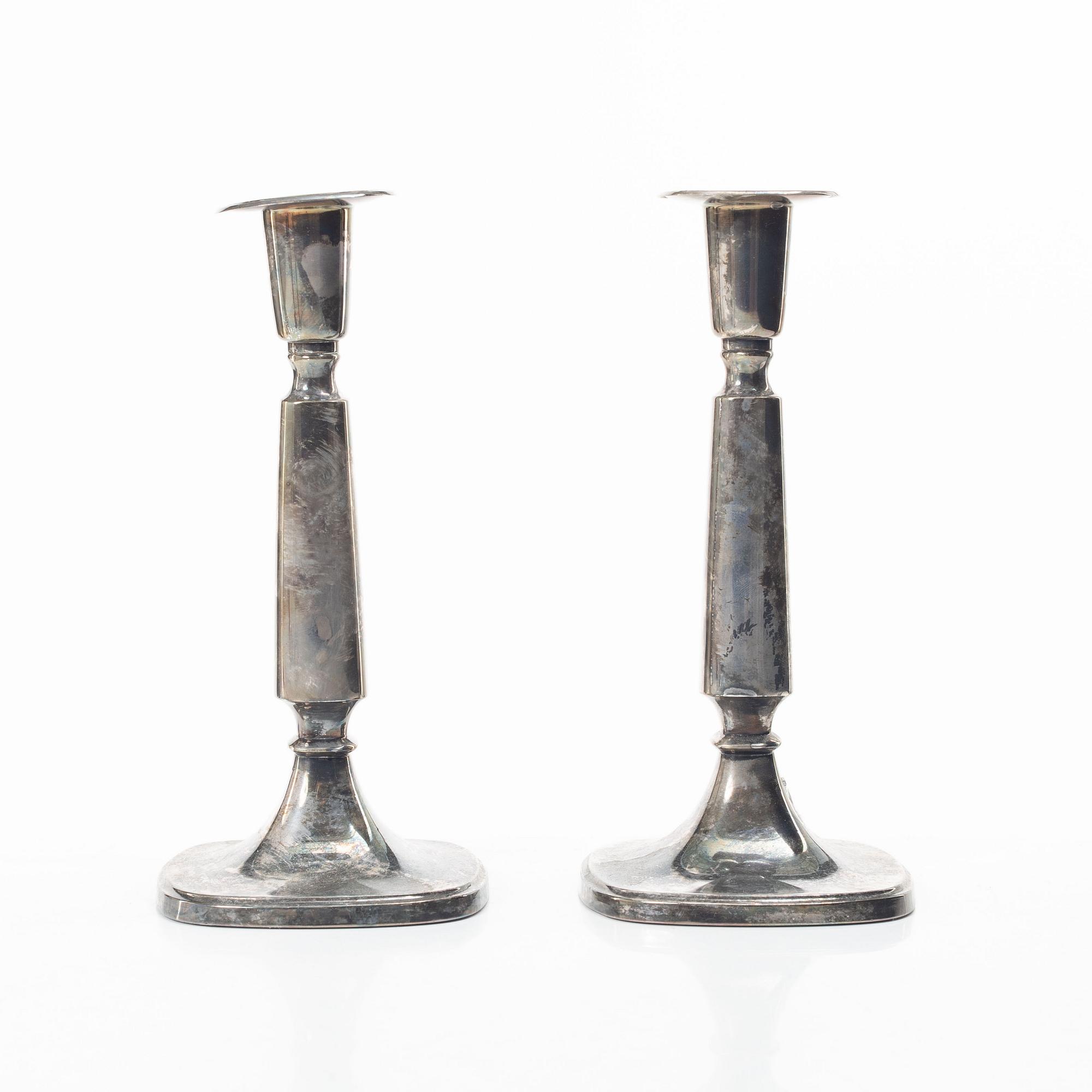 Three pairs of silver candlesticks, Ceson and CG Hallberg, second half of the 20th century.
