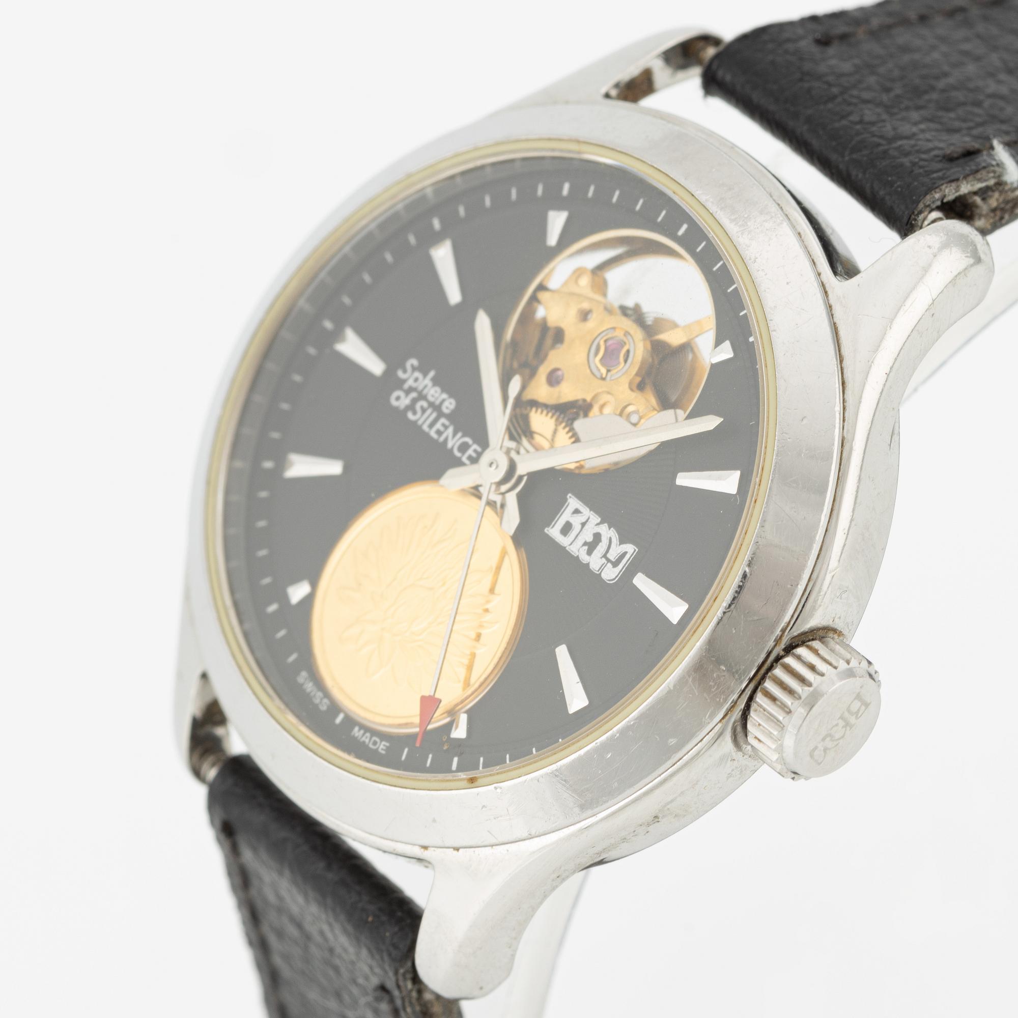 Bernhard H. Mayer, Sphere of Silence Coin Watch, wristwatch, 33.5 mm.