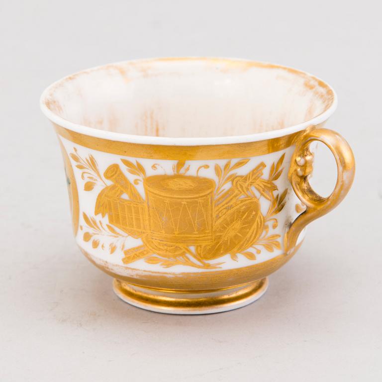 COFFEE CUP, porcelain, Gardner, Russia mid 19th century.