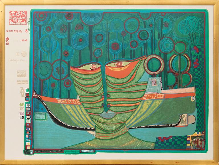 Friedensreich Hundertwasser, "Columbus Rainy Day in India", 1972.