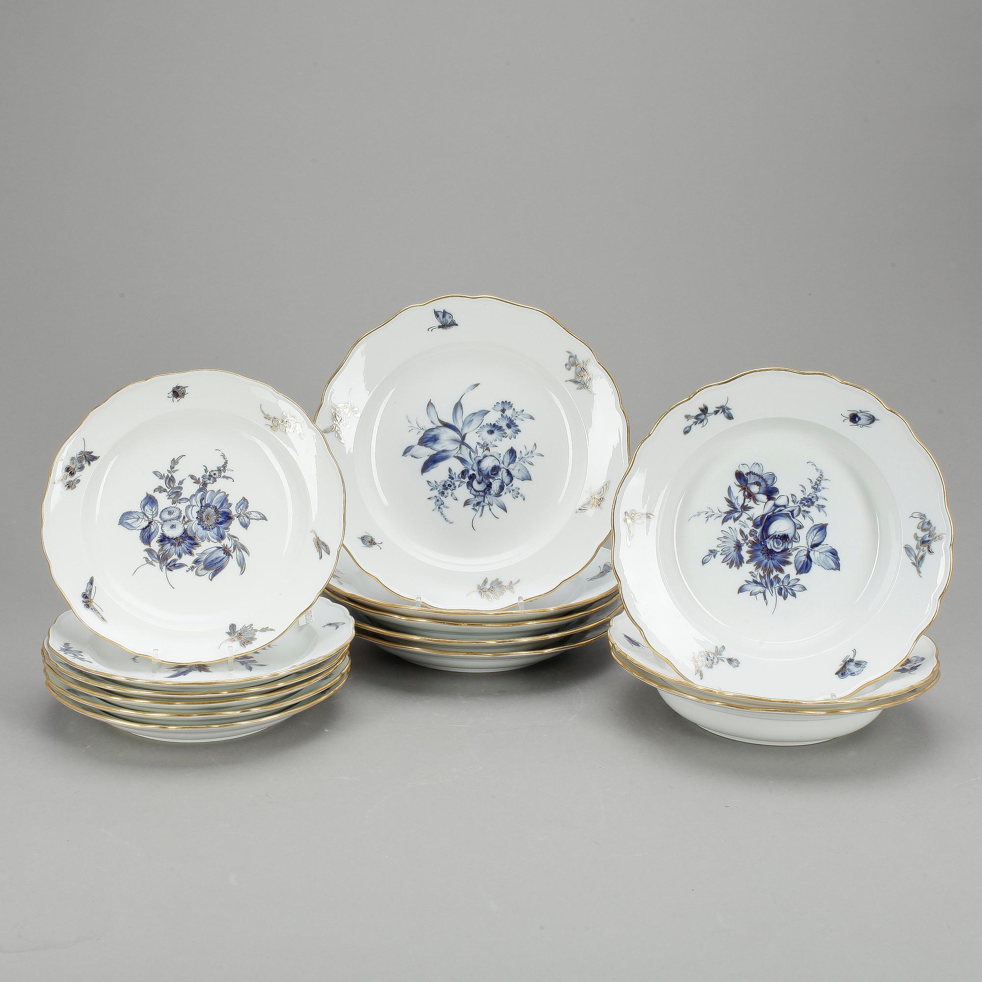 TALLRIKAR, 14 st, porslin, Meissen, 1900-tal.
