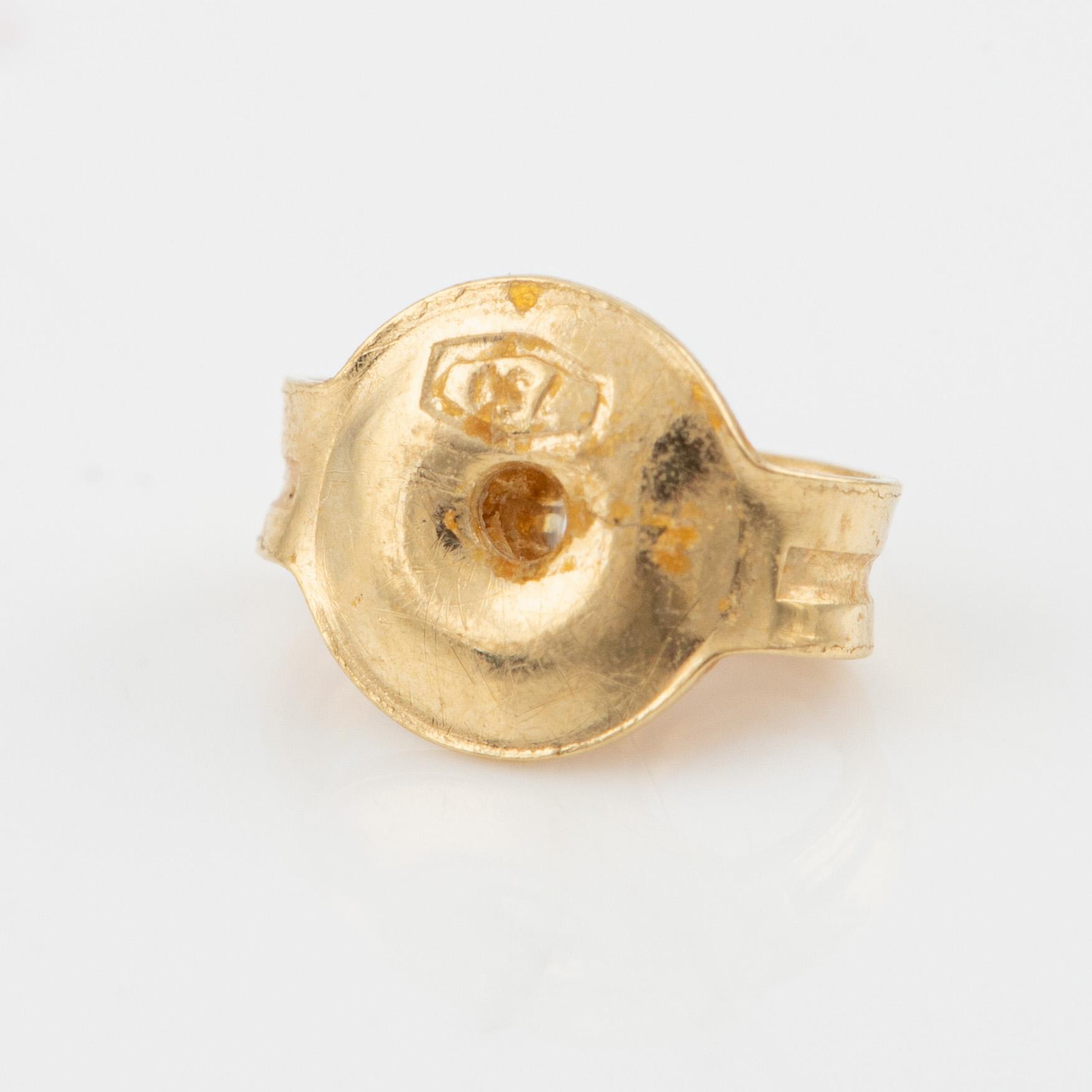 Ring samt örhängen, ett par, 18K guld, Italien.