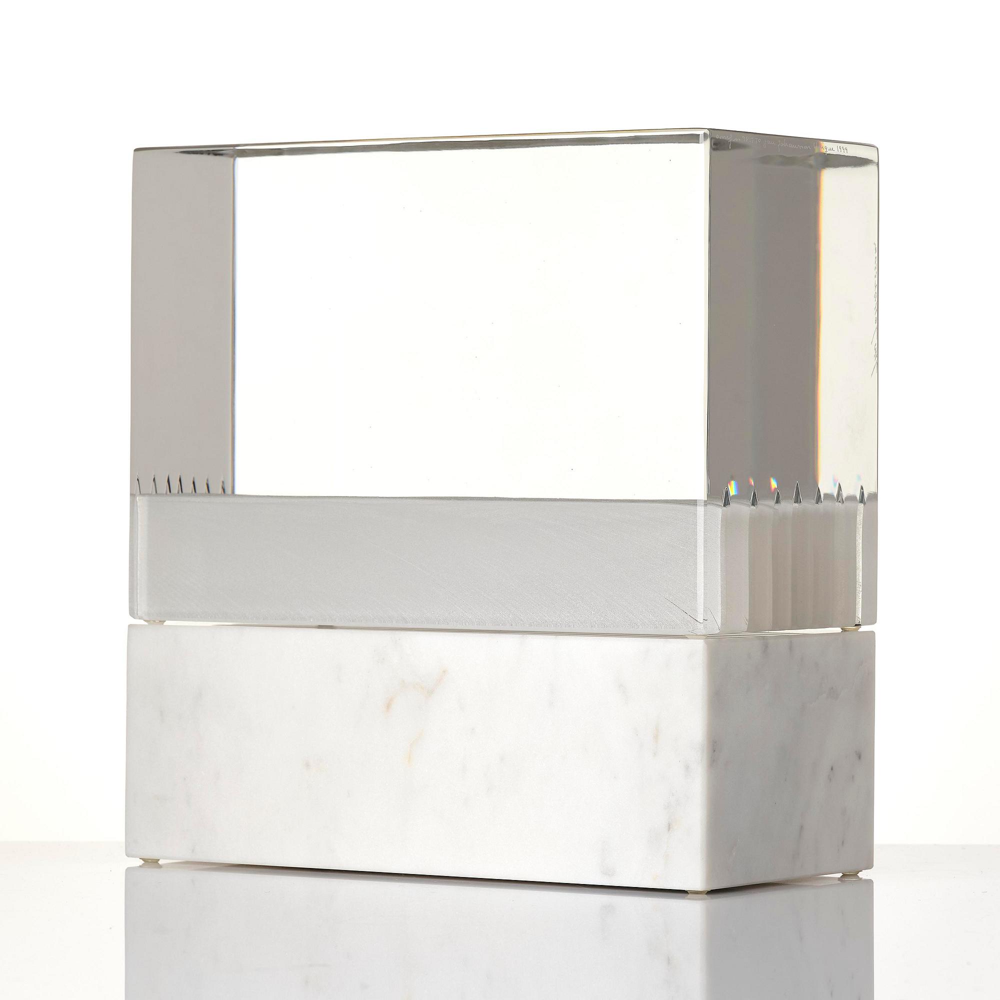 Jan Johansson, unik skulptur, slipat glas, Orrefors 1999.