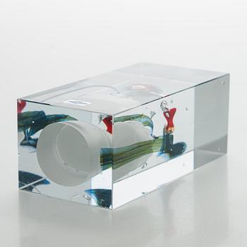Oiva Toikka, a glass Jubilee Cube, signed and numbered Oiva Toikka Nuutajärvi Notsjö, 45/500 NIB.