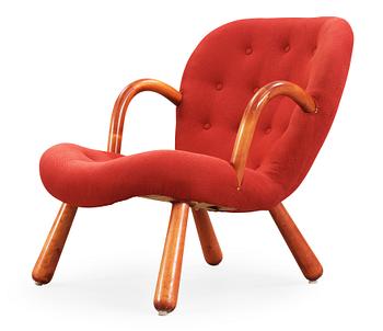 A 1940's-50's 'Clam chair' attributed to Philip Arctander for Möbelstil, Jönköping, Sweden.