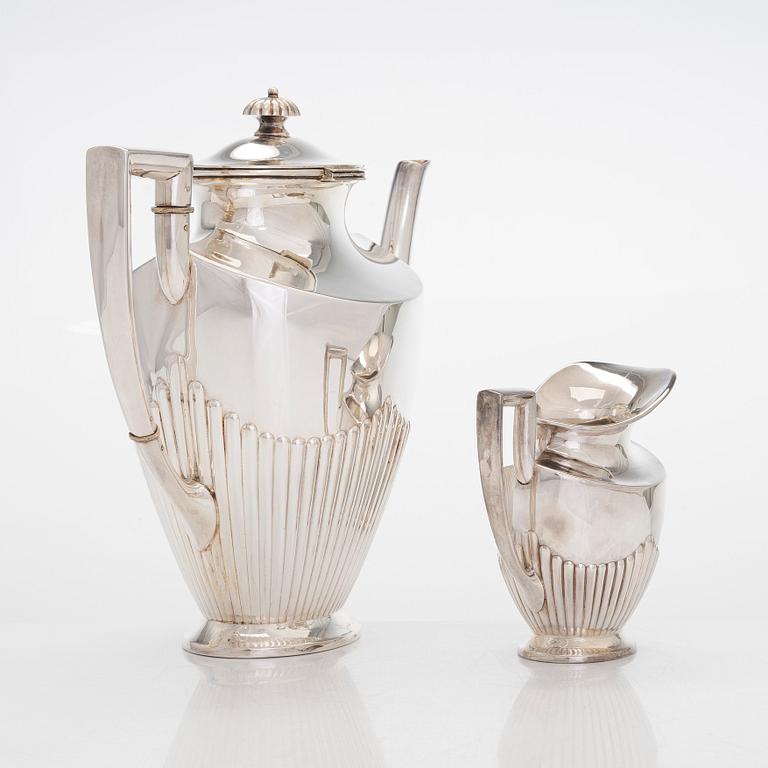 A three-piece silver coffee set, Germany 20th century, Finnish control marks stamped in 1966.