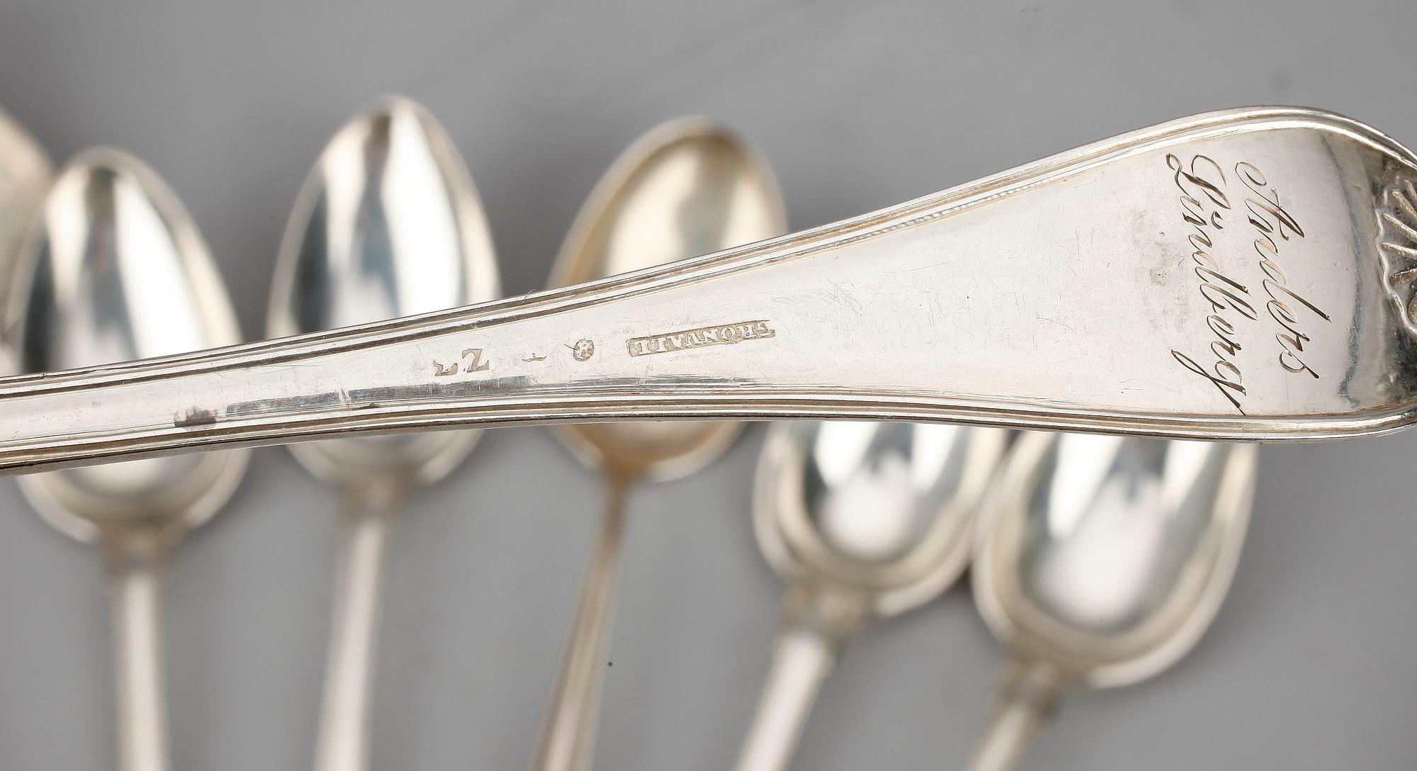 PART SILVER, 9 delar, bla Gustaf Theodor Folcker, 1800/1900-tal.