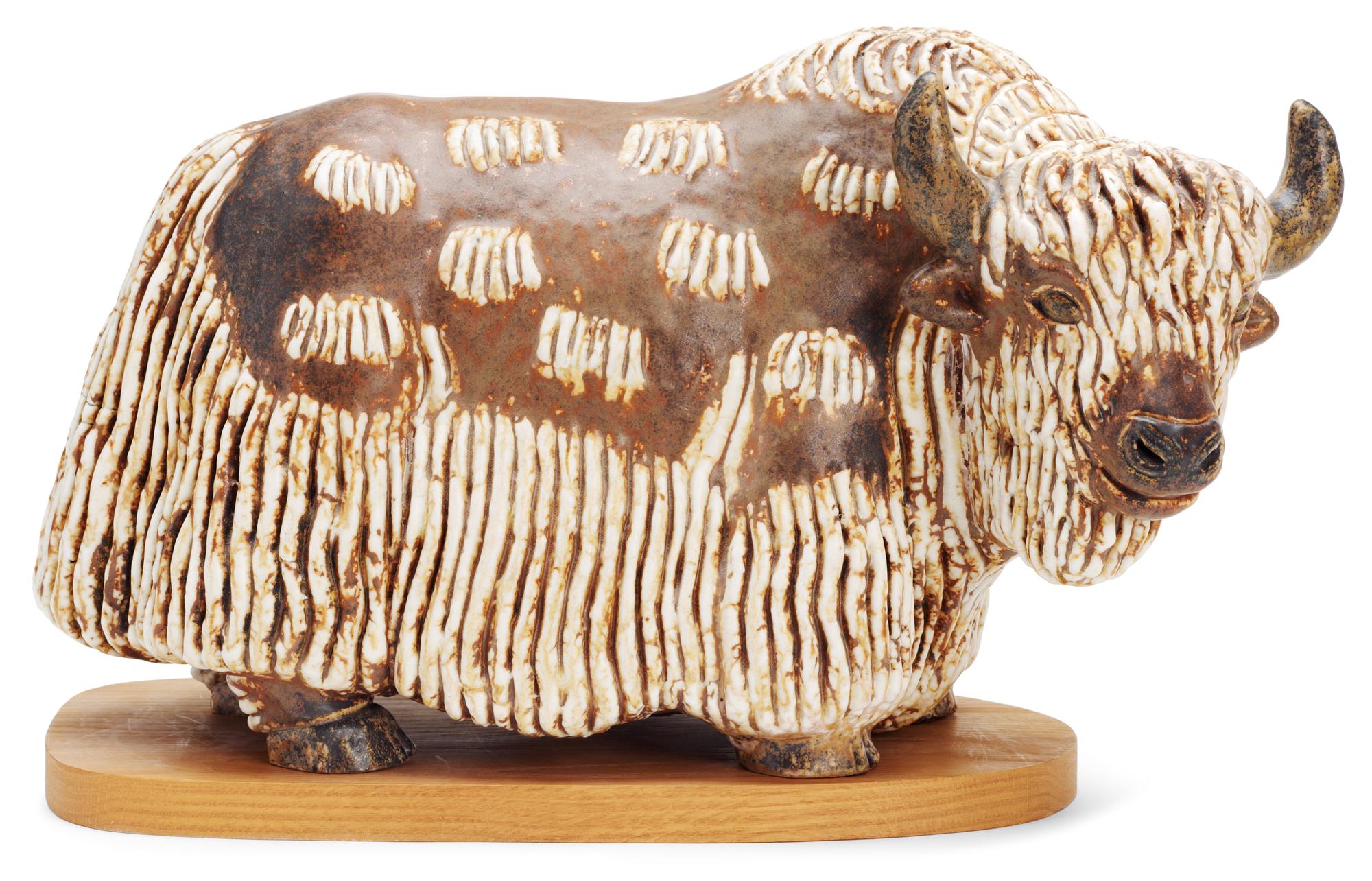A Gunnar Nylund figure of a yak, Rörstrand.