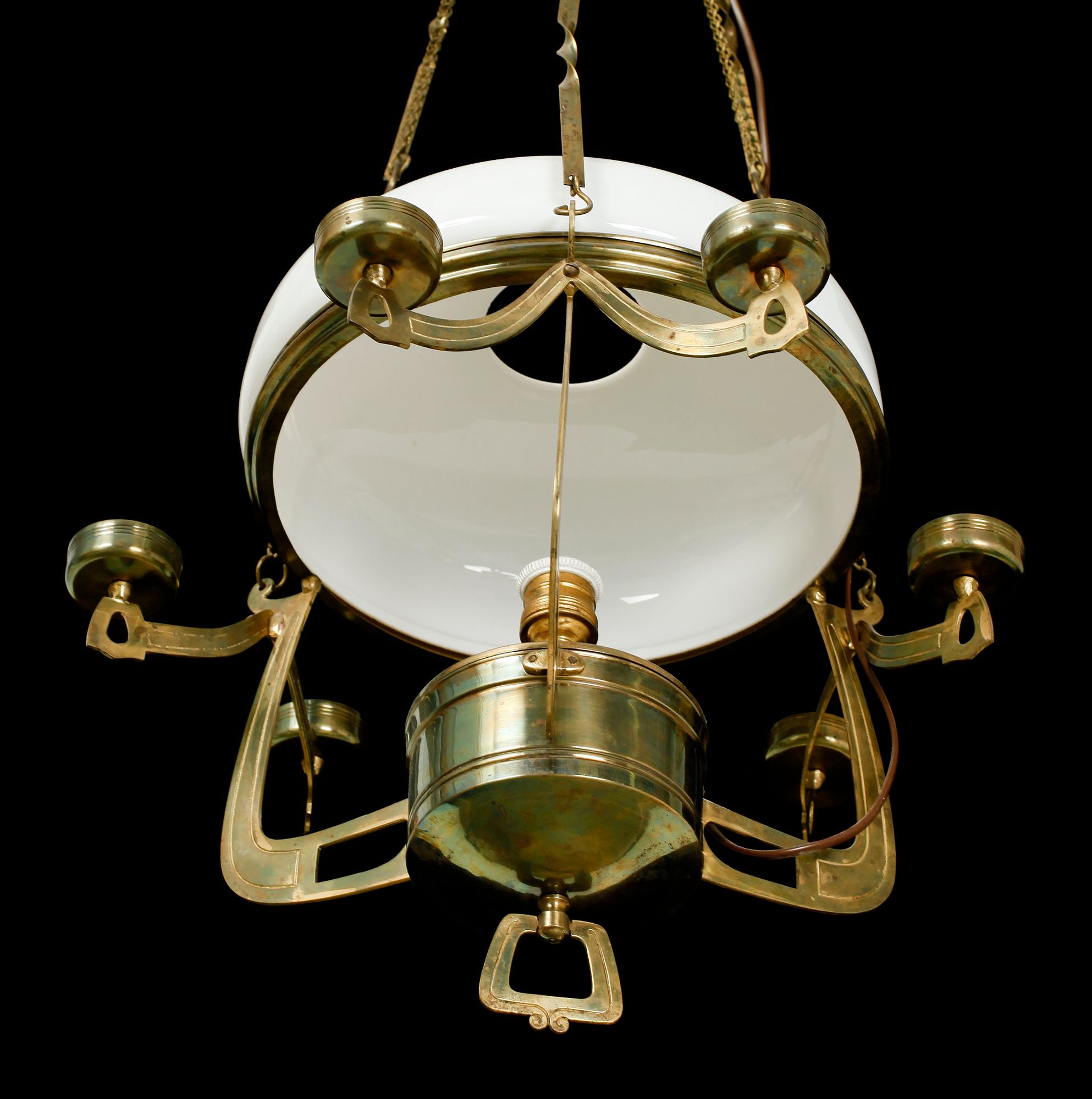 HÄNGFOTOGENLAMPA, mässing, tidigt 1900-tal.