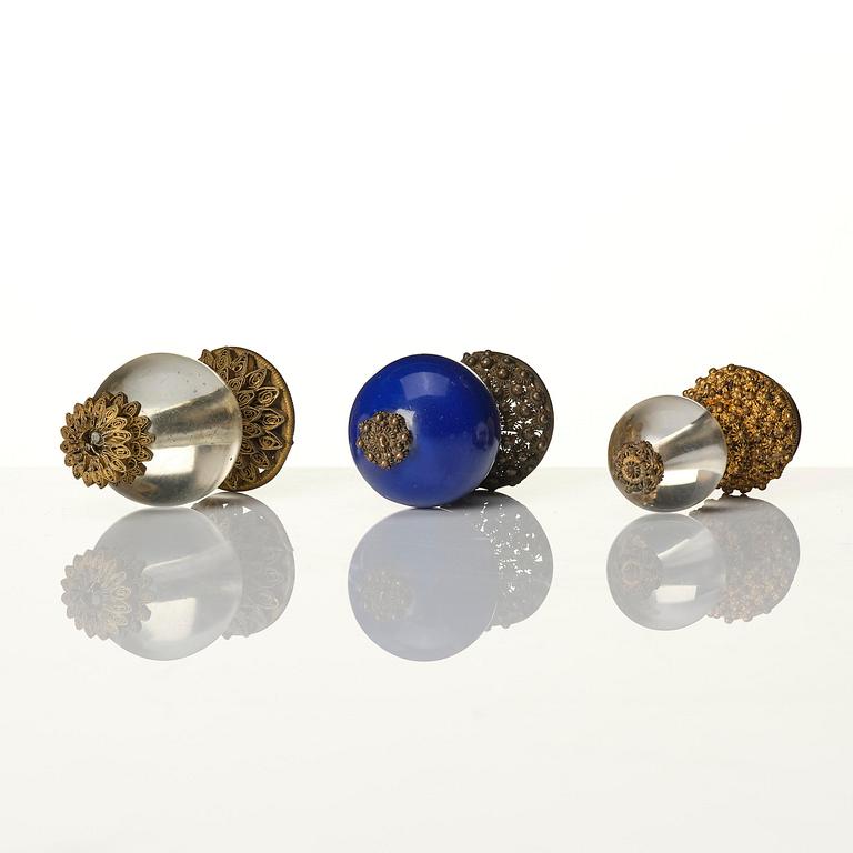 A group of 11 various 'official's hat' finials, Qing dynasty, 19th century.