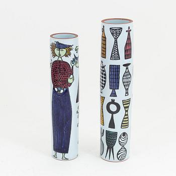 Stig Lindberg, two earthenware 'Karneval' vases, Gustavsbergs studio.