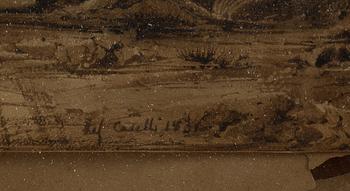 OKÄND KONSTNÄR, bär signaturen Carelli, tushlavering, daterad 1831.