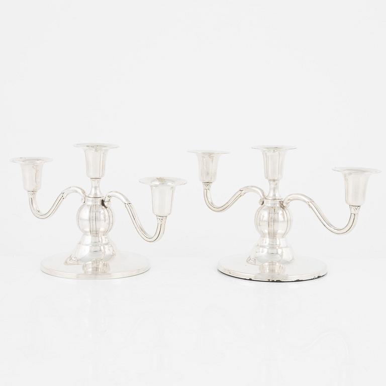 A pair of silver candlesticks, Denmark, 20th Century.