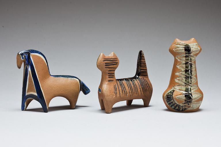 FIGURINER, 7 st, stengods, Lisa Larson, Gustavsberg.