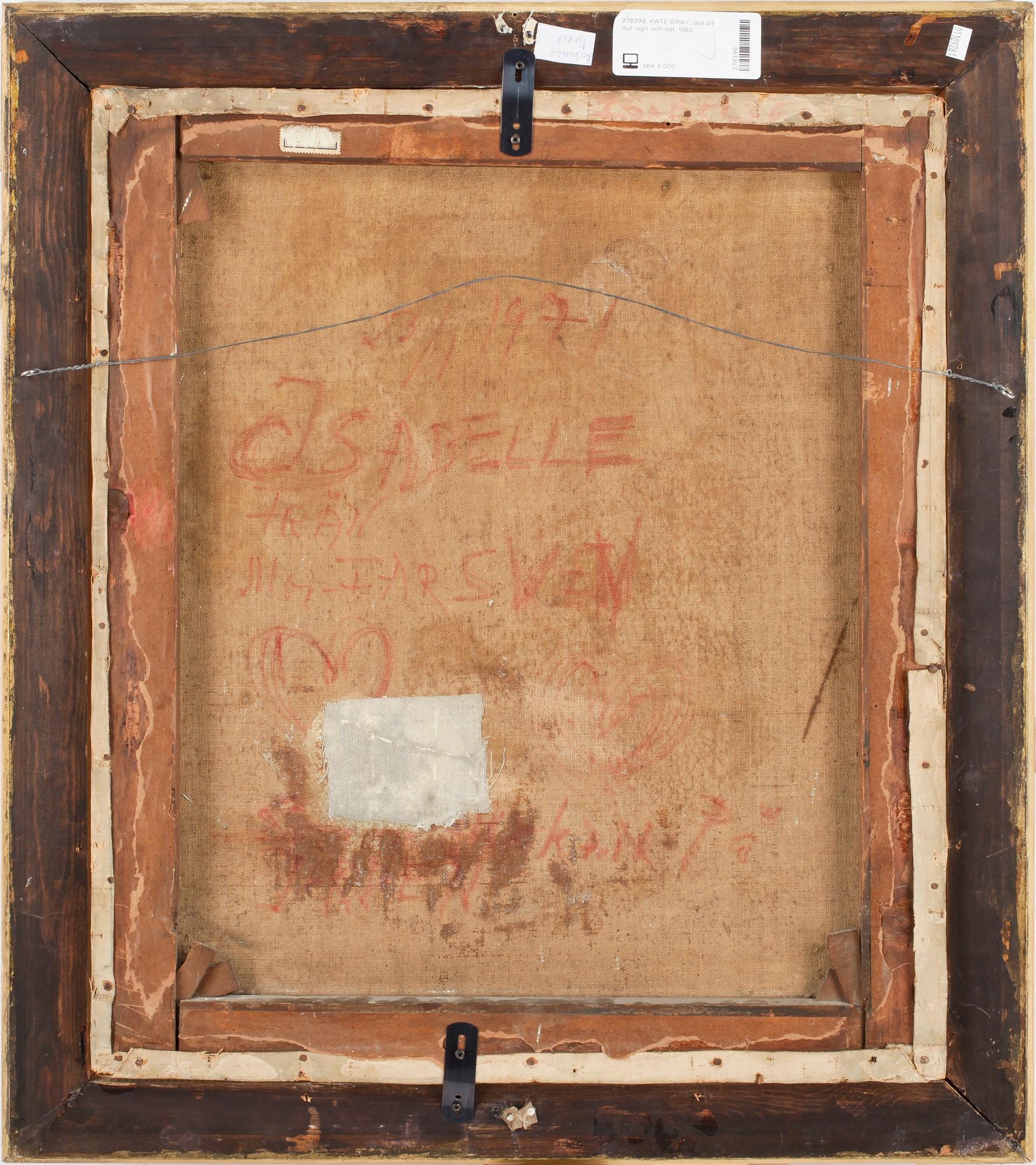 KATE GRAY, olja på duk. sign och dat. 1882.