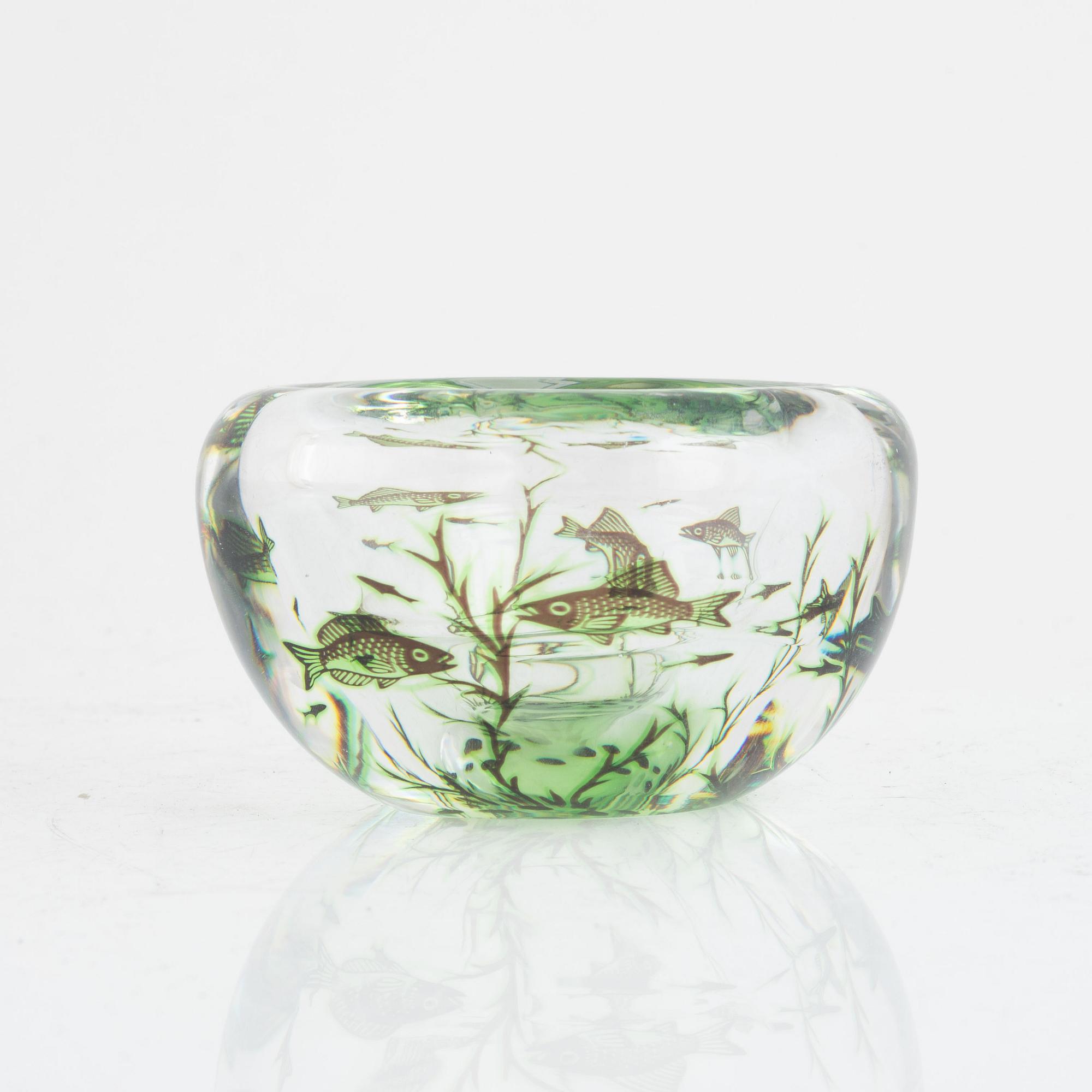 Edward Hald, skål, glas, "Fiskgraal", Orrefors.