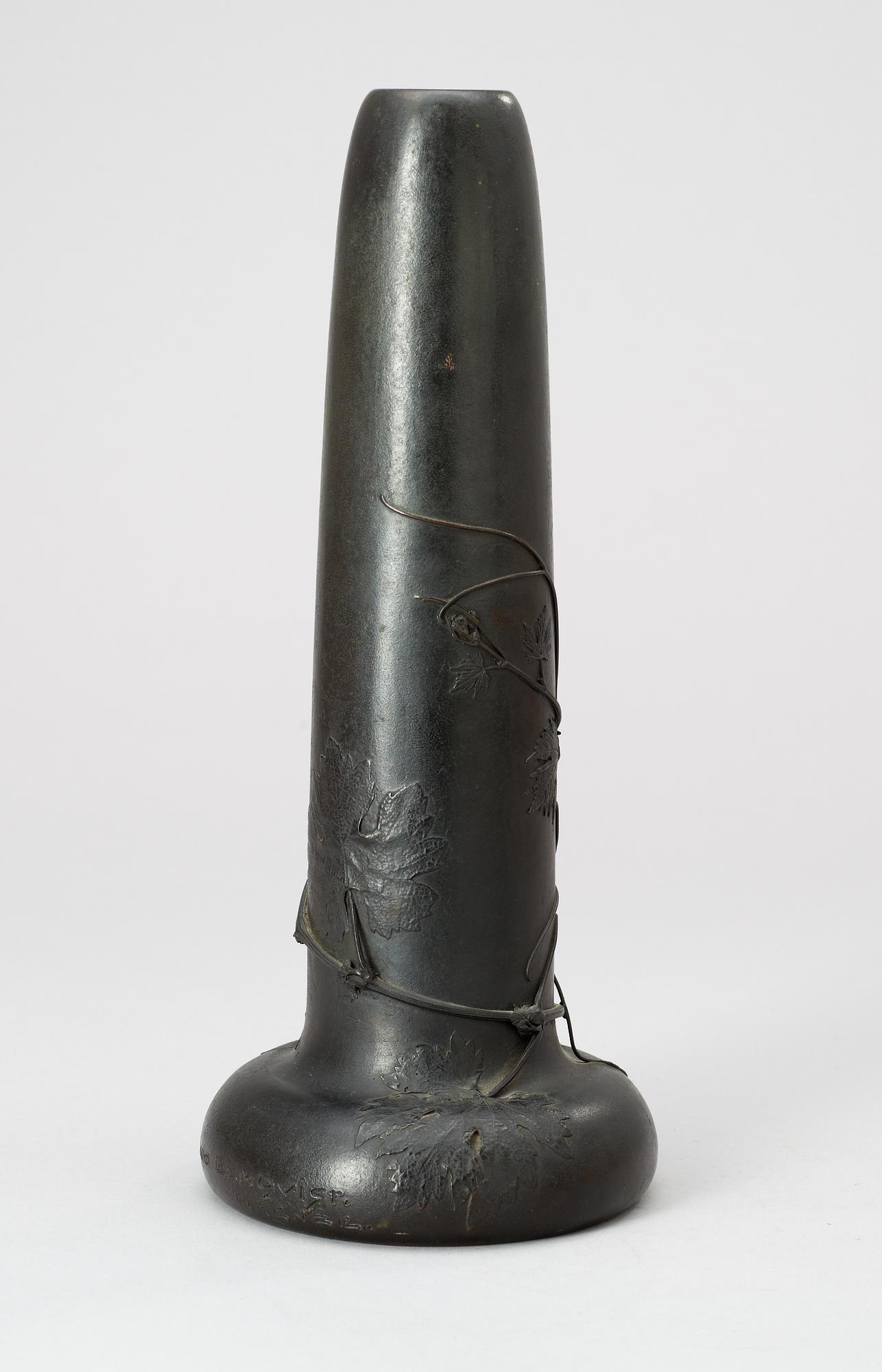 A Hugo Elmqvist patinated bronze vase, Florence, circa 1900.
